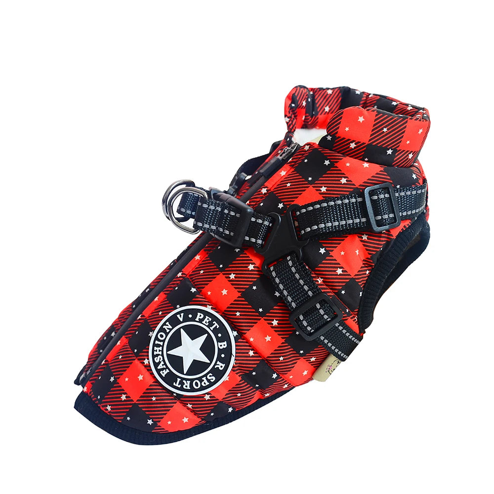 Warm waterproof dog jacket with built-in harness – Trendy Mutt UK